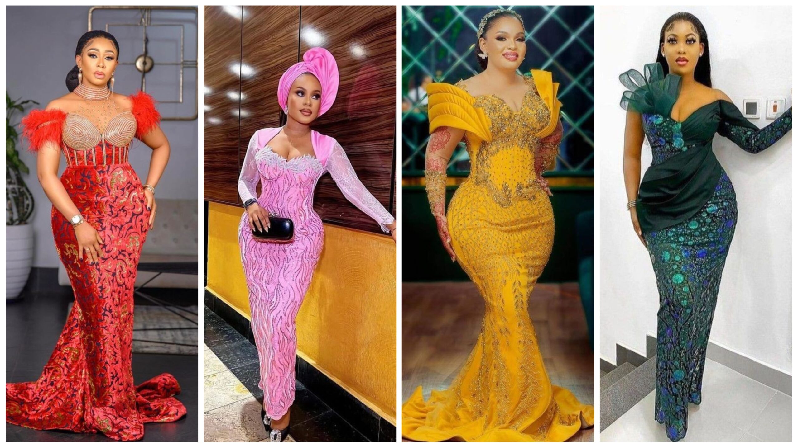 Latest Lace Long Gown Styles For Black Women